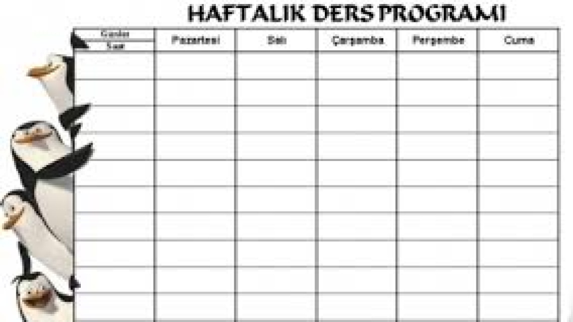 HAFTALIK DERS PROGRAMI